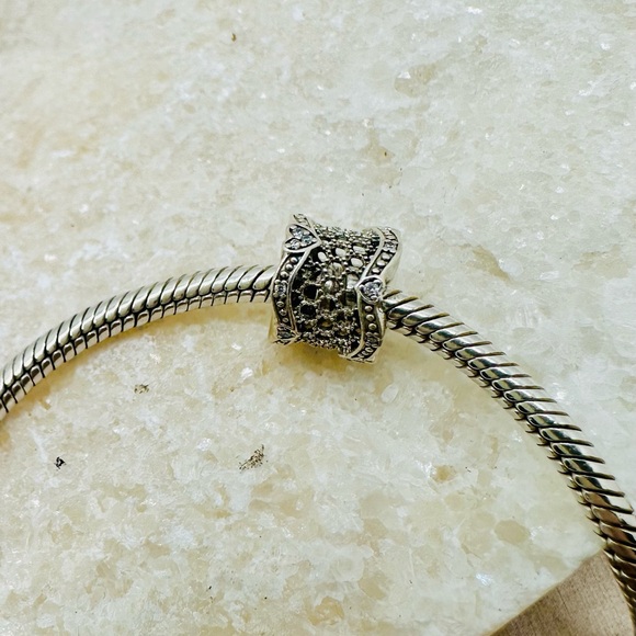 EUC Pandora 797653CZ Sterling Silver Lace of Love Spacer w/ Clear Zirconia - Picture 4 of 10